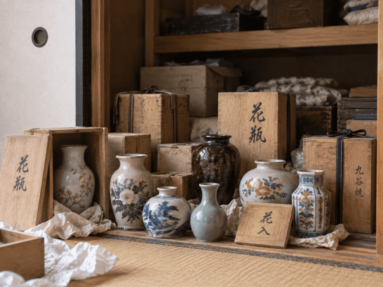 昭和の贈答品木箱入花瓶