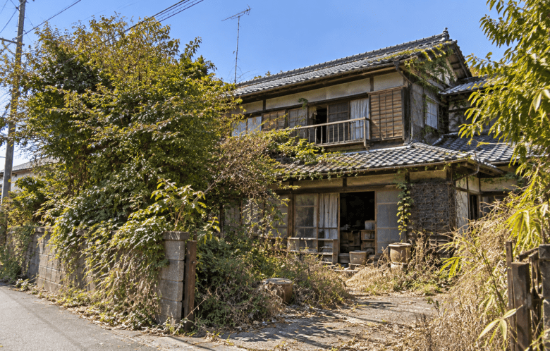 崩れかけた家の収集品